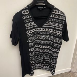 Vintage 1990s  rare Emporio Armani fitted Lycra v neck chain link M